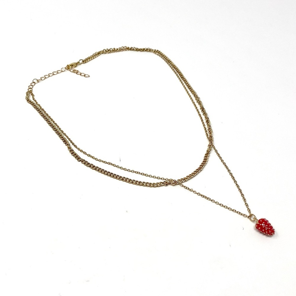 New Free People Strawberry Fields Layered Necklace Gold - Picture 4 of 5